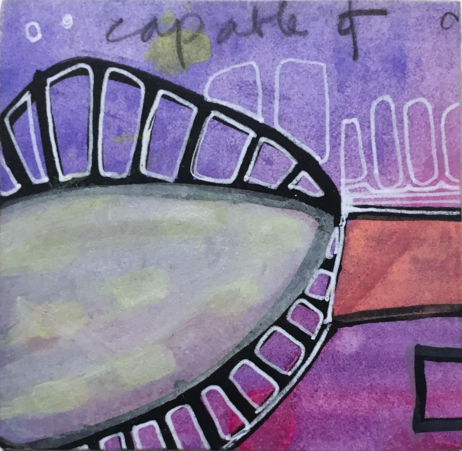 Mini ficha, acrílico, gouache y grafito sobre panel de madera, 2018