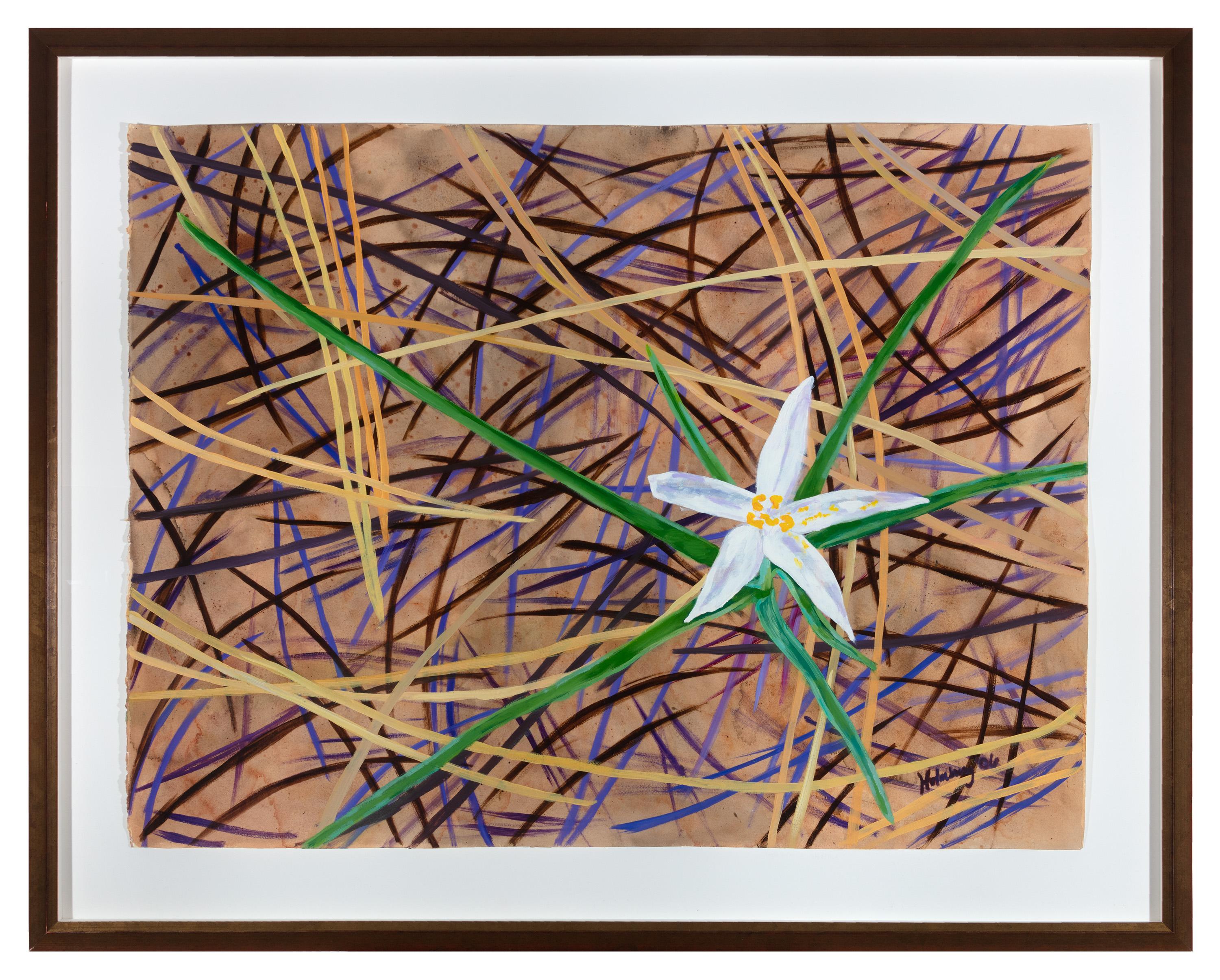 "Star Lily in Ponderosa in Pine Needles, " Mixed Media - Mixed Media Art by Catherine Holmburg