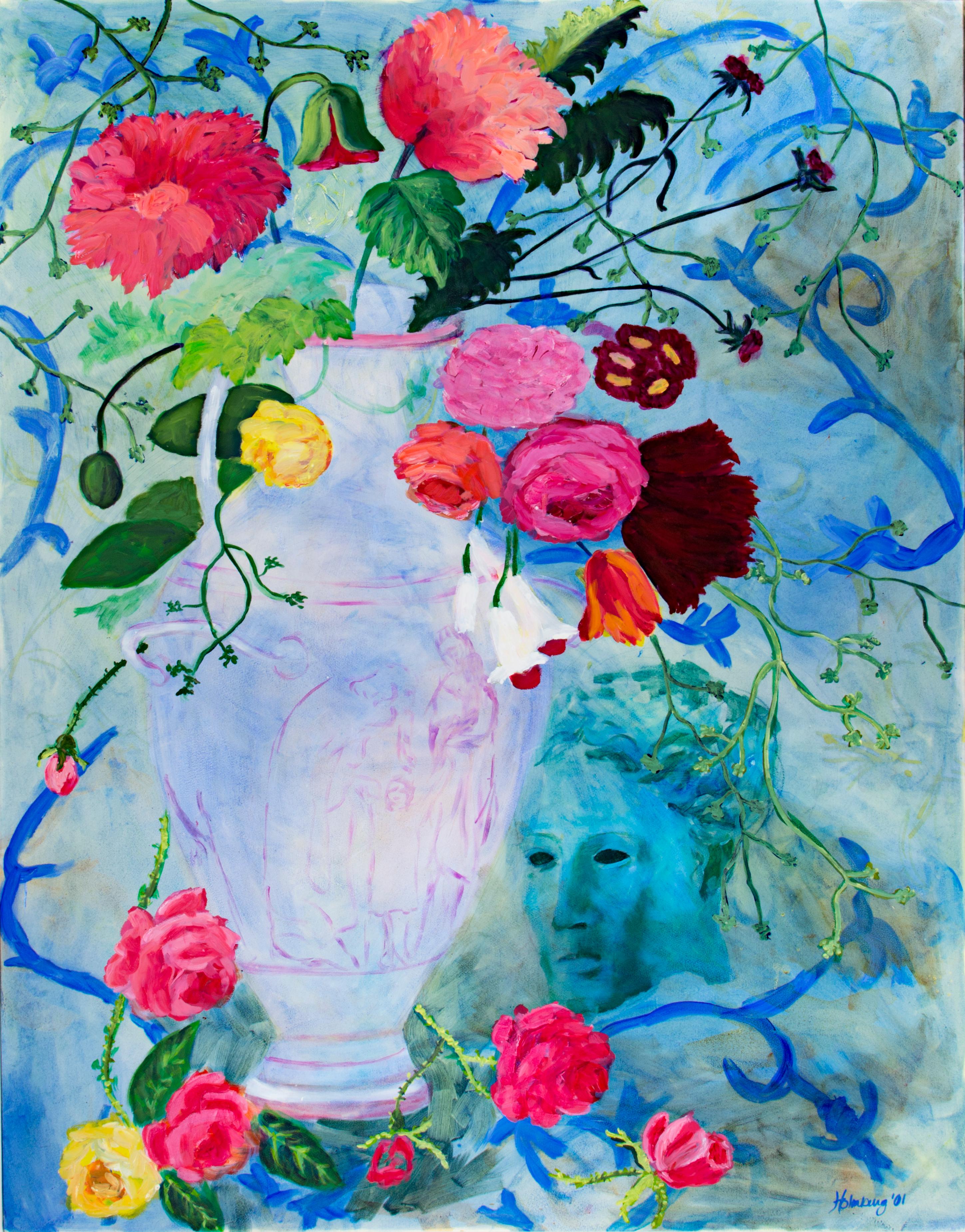'Greek Urn' original mixed media painting signed by Catherine Holmburg For Sale 1