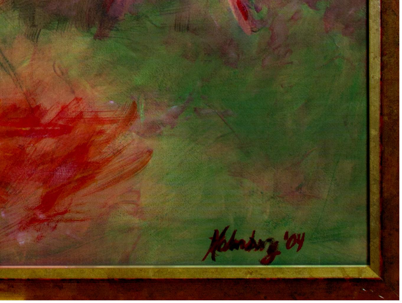 « Caribou in the Mist » (Caribou dans la miste) - technique mixte originale signée par Catherine Holmburg en vente 1
