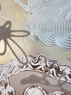 Abstract, Beige and White, Reflective painting 'Flower Float no. 1'