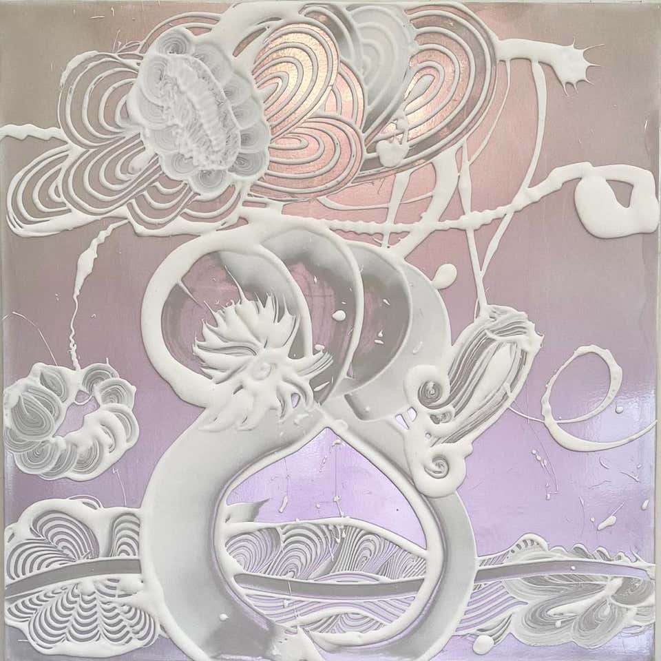 Gestural, Mixed Media painting 'Iridescent Pearl Painting (Ariel)'