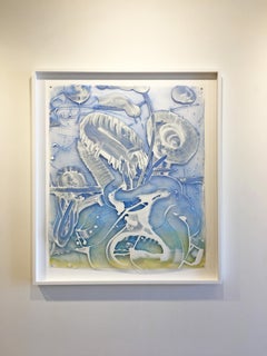 Natura morta, dipinto in Mylar rovesciato, Catherine Howe 'Composizione blu (2)'