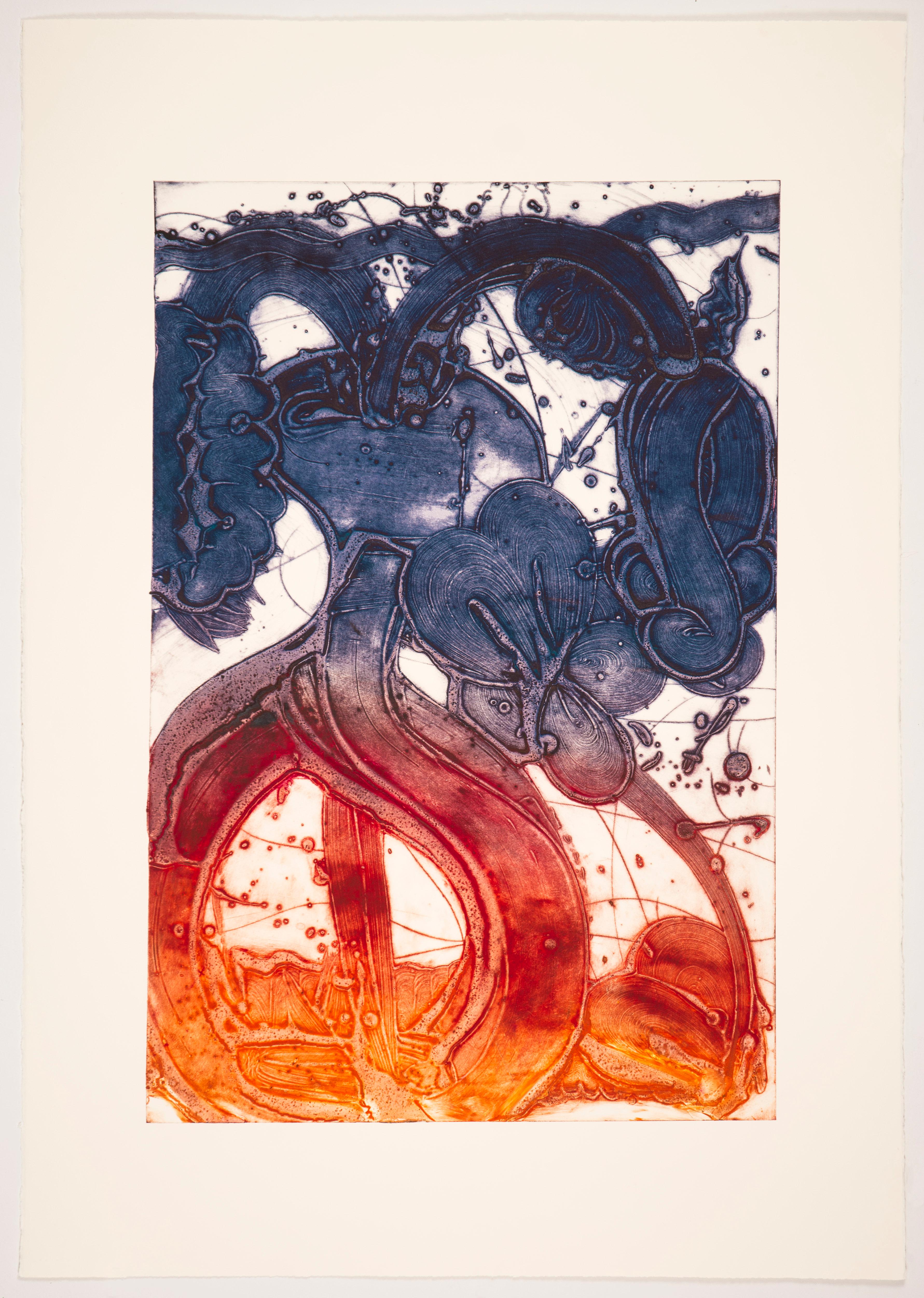 Catherine Howe Abstract Print – Blumenstrauß (mum, orange, rosa, violett)