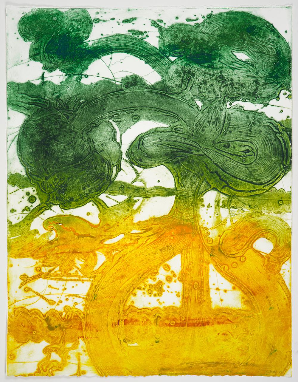 Abstract Print Catherine Howe - Bouquet ( pivoine, jaune, jade)