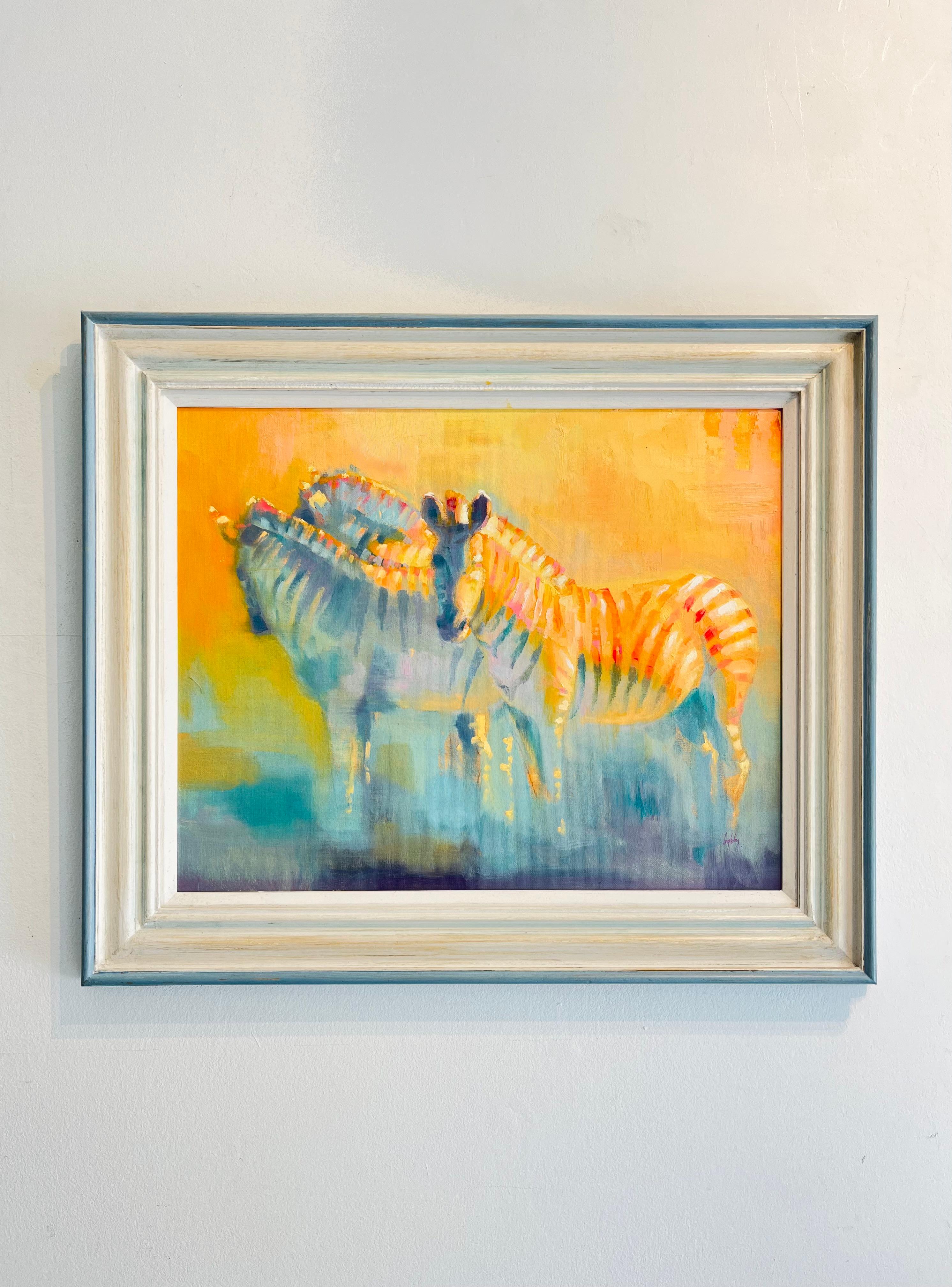Stripes colorées impressionnistes d'origine - peintures de faune africaine -art - Painting de Catherine Ingleby