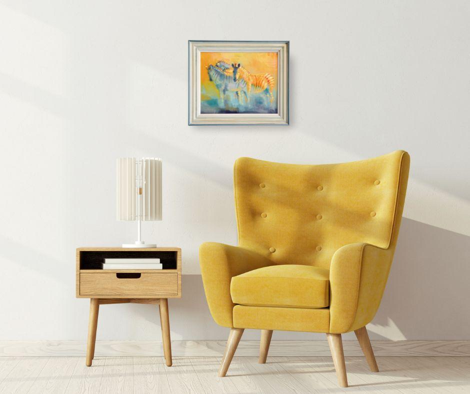 Coloured Stripes – origineller Impressionismus afrikanischer Tierweltgemälde – Kunst im Angebot 1