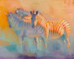 Coloured Stripes – origineller Impressionismus afrikanischer Tierweltgemälde – Kunst