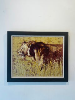 Golden Stillness - contemporary wildlife oil painting -realism artwork