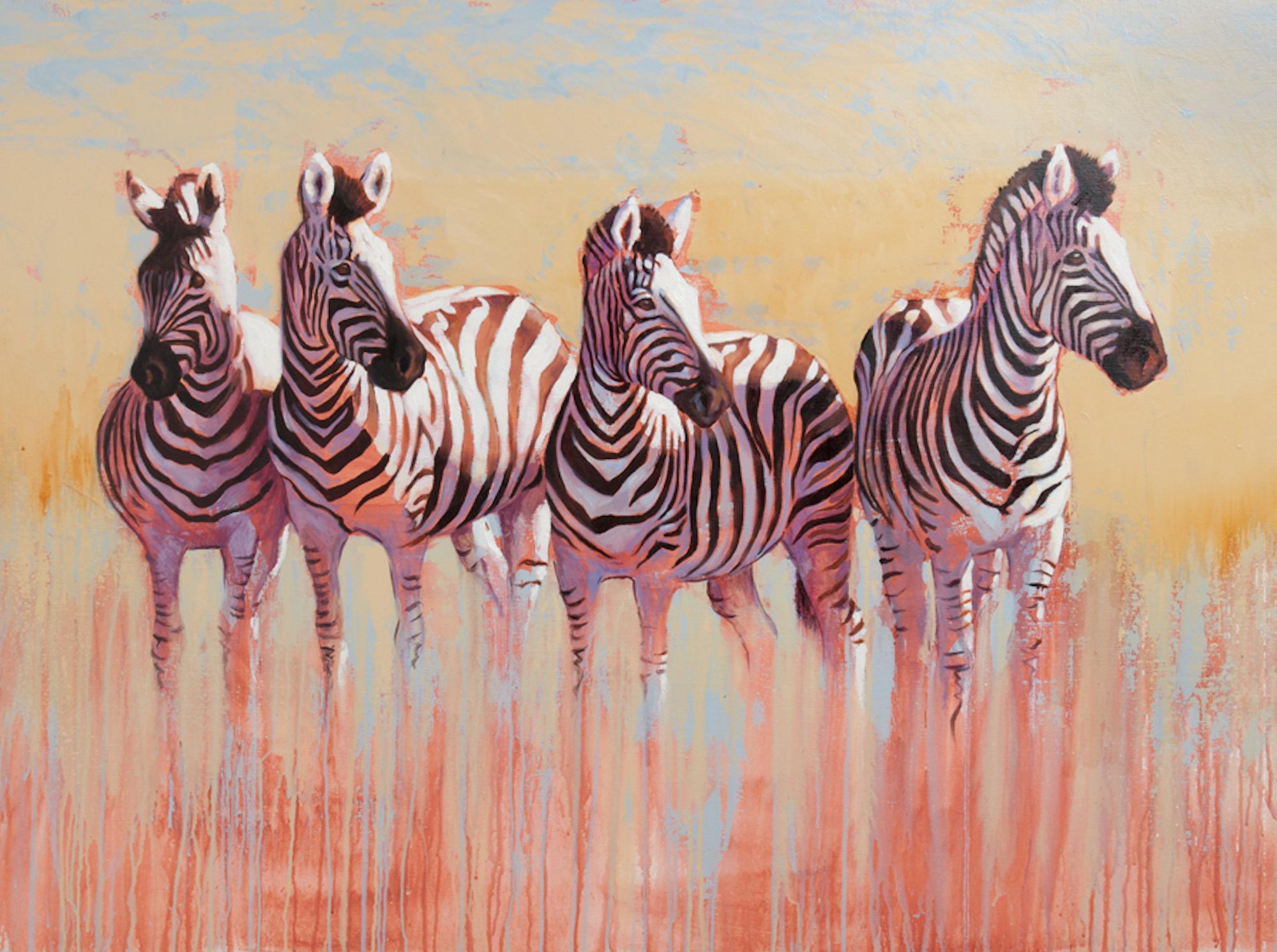 Catherine Ingleby Animal Painting - Kwandwe Quartet - wildlife animal portrait study figurative oil painting artwork