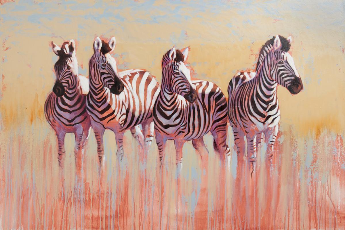 Kwandwe Quartet - wildlife exotic animal oil painting contemporary modern 