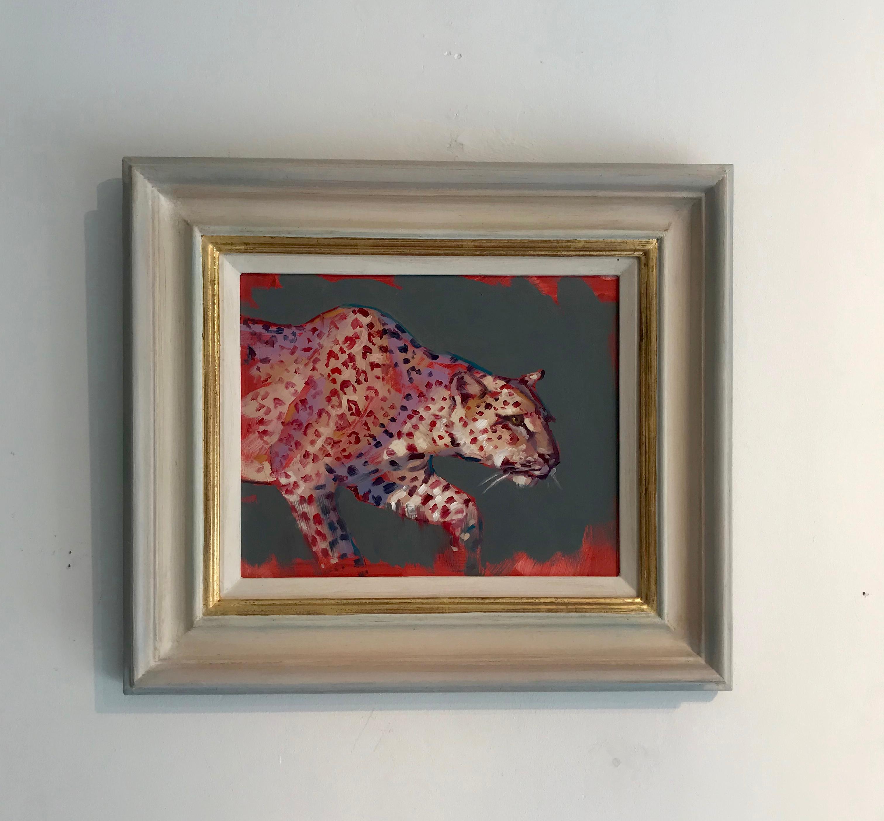 Le léopard - portrait de faune - étude figurative - peinture à l'huile originale art moderne - Impressionnisme Painting par Catherine Ingleby