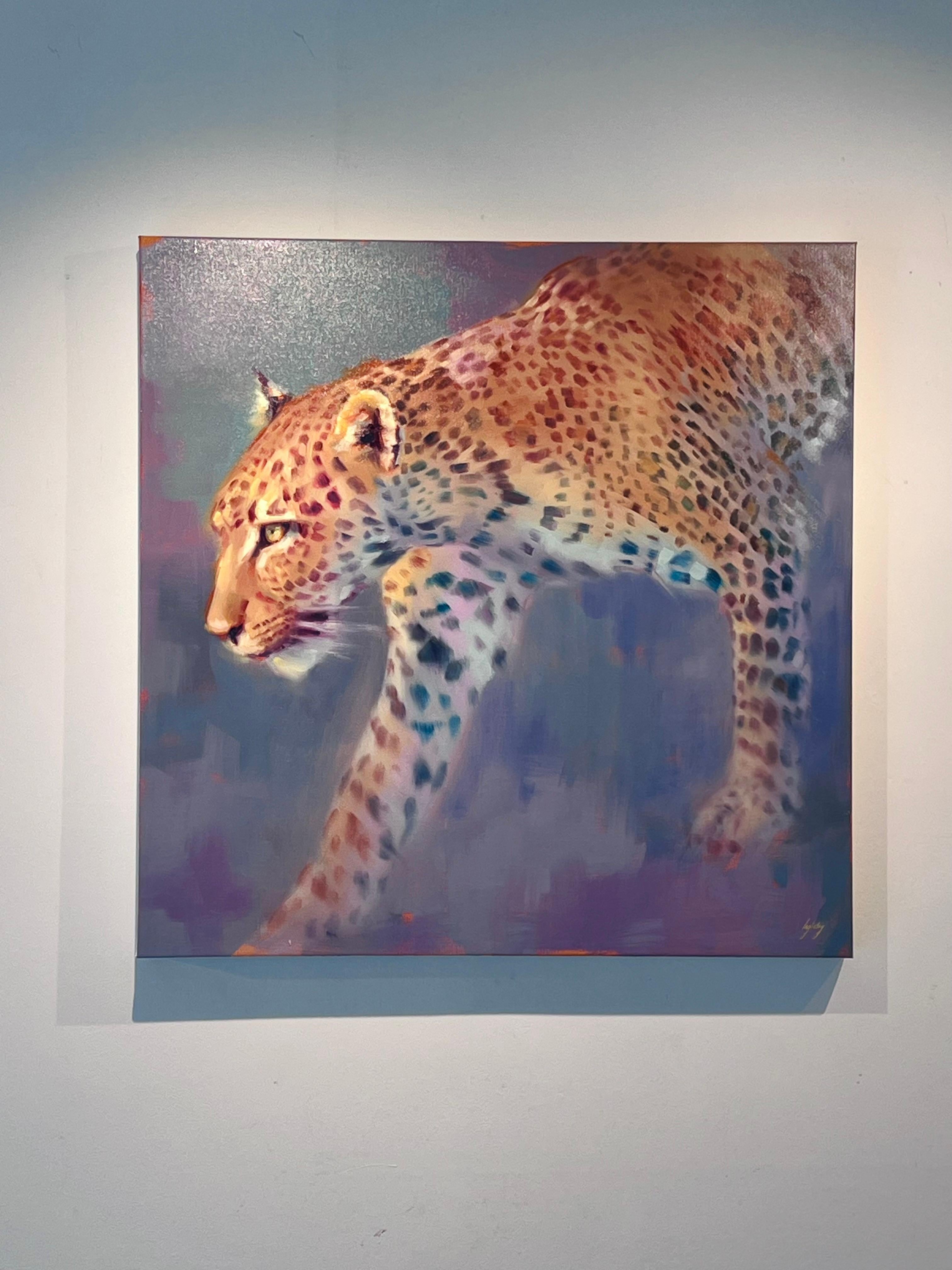 On the Prowl - peintures impressionnistes originales d'animaux sauvages africains - art moderne - Painting de Catherine Ingleby