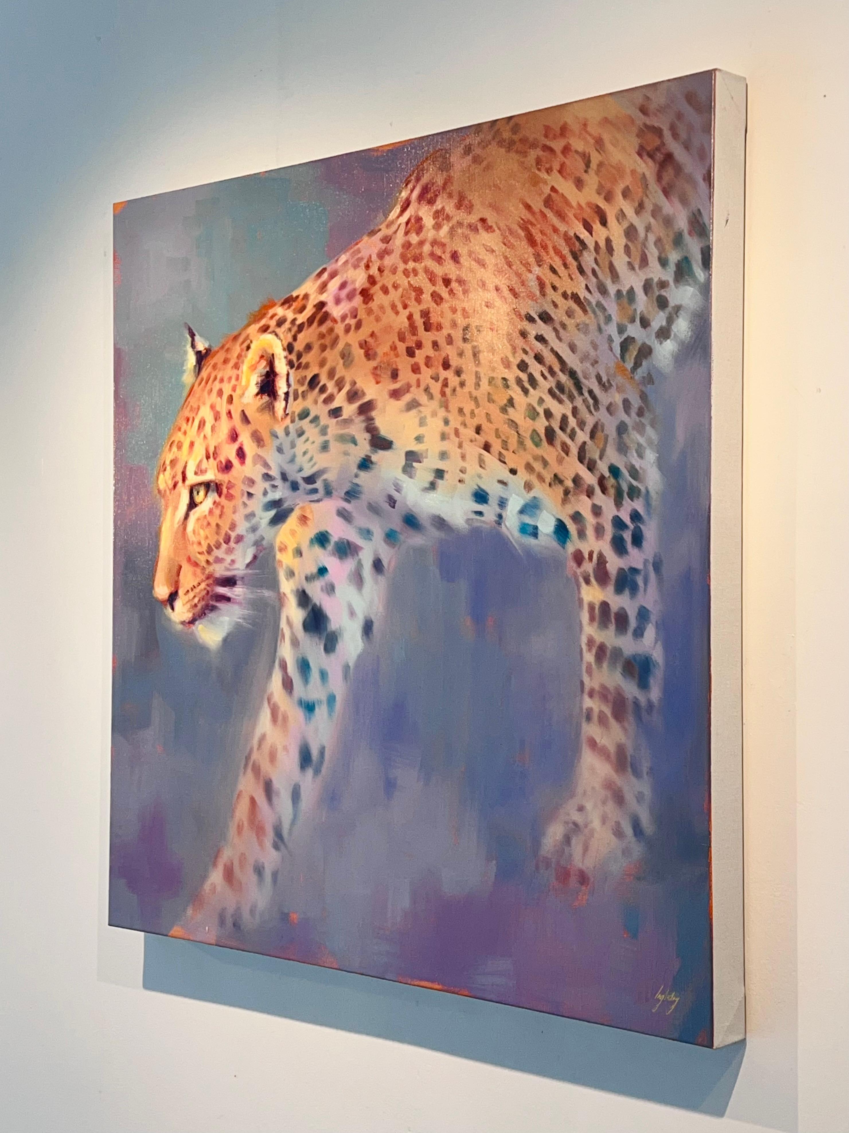 On the Prowl - peintures impressionnistes originales d'animaux sauvages africains - art moderne - Impressionnisme Painting par Catherine Ingleby