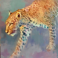 On the Prowl - peintures impressionnistes originales d'animaux sauvages africains - art moderne