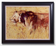 Sunglare - original lion oil painting Contemporary wildlife Art 21st Century