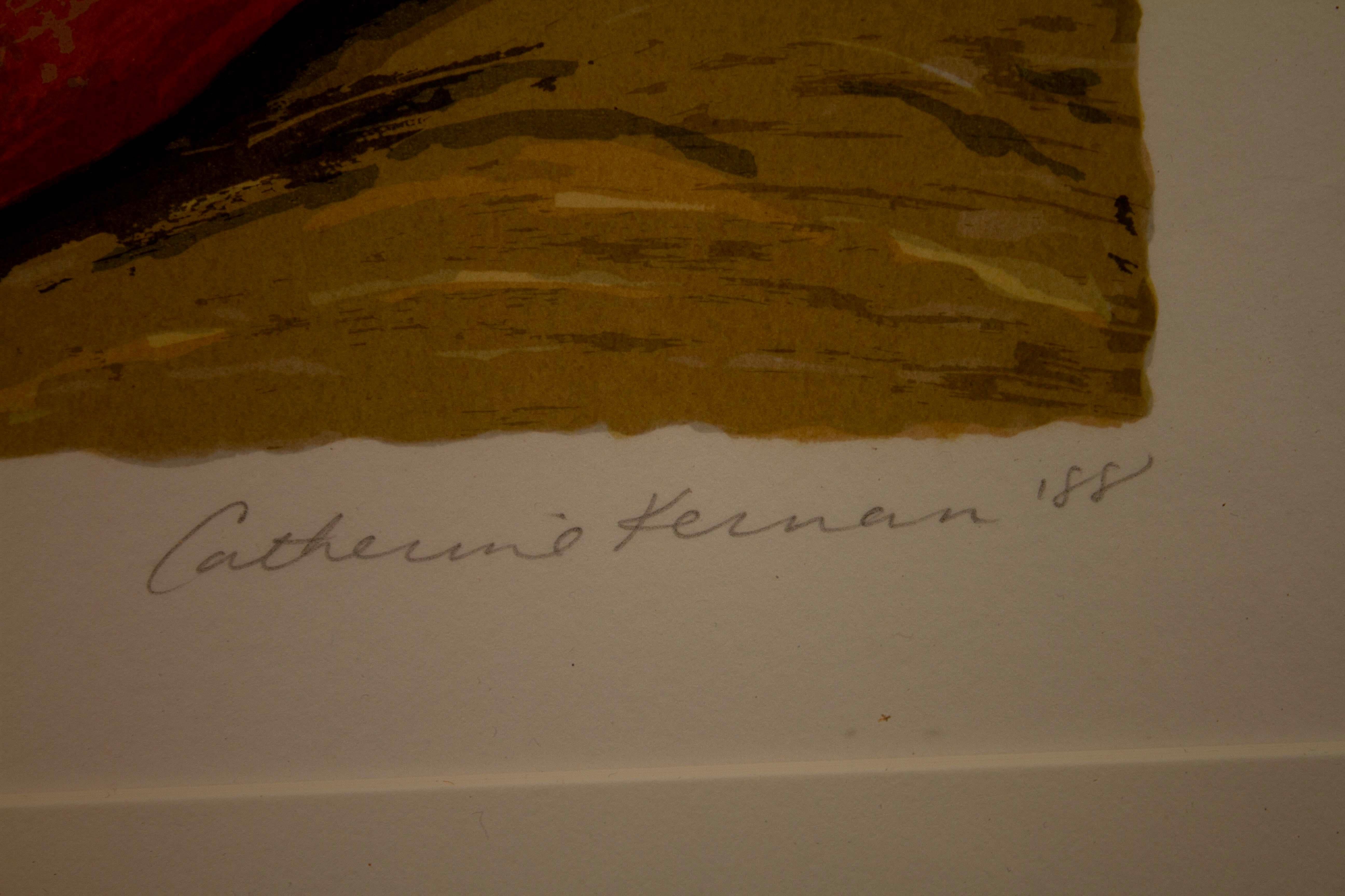 20ième siècle Catherine Kernan Sticks #1 Sérigraphie abstraite contemporaine signée 12/55 encadrée en vente