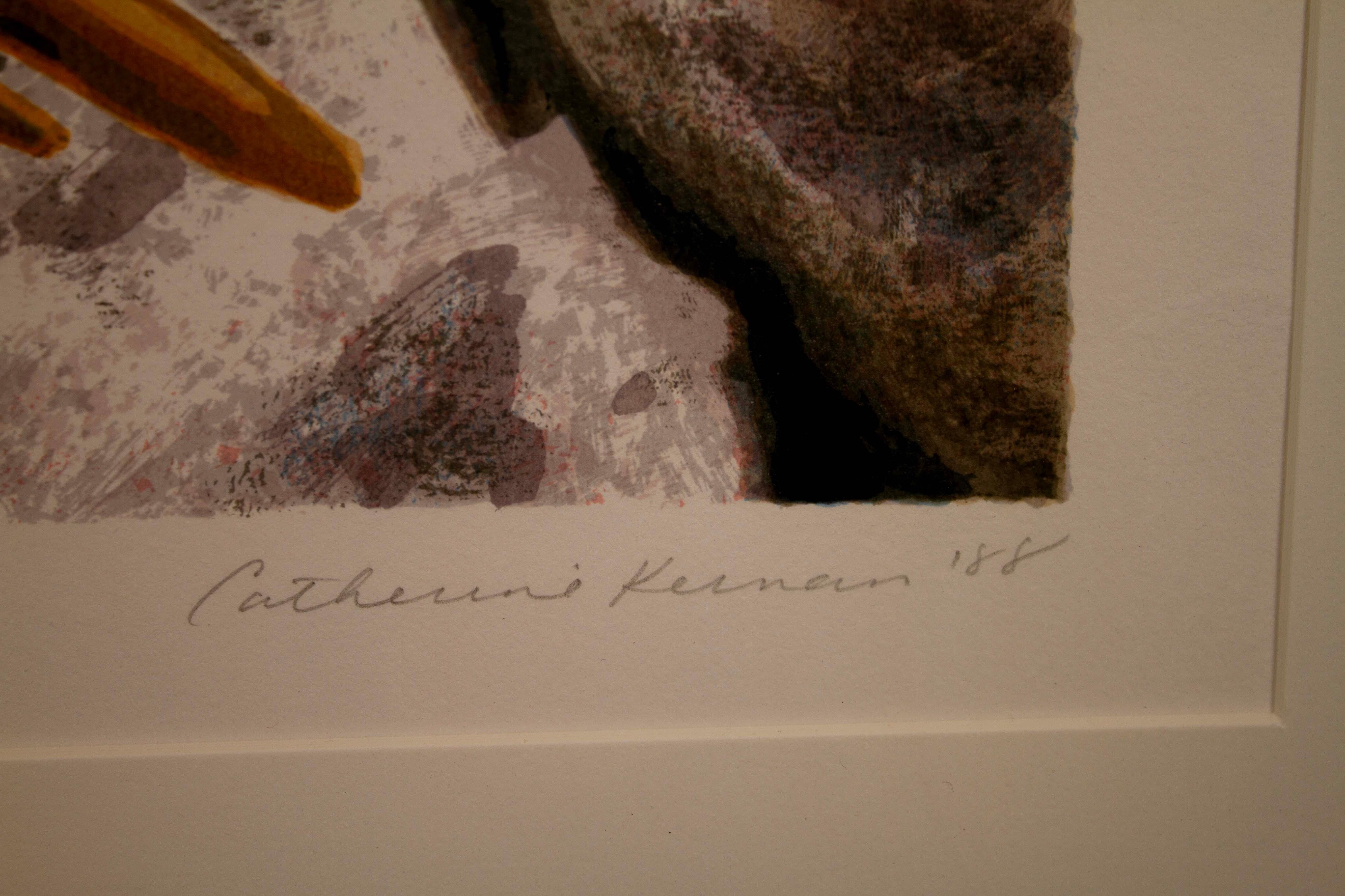 Catherine Kernan Sticks #2 Sérigraphie abstraite contemporaine signée 15/61 encadrée Bon état - En vente à Keego Harbor, MI