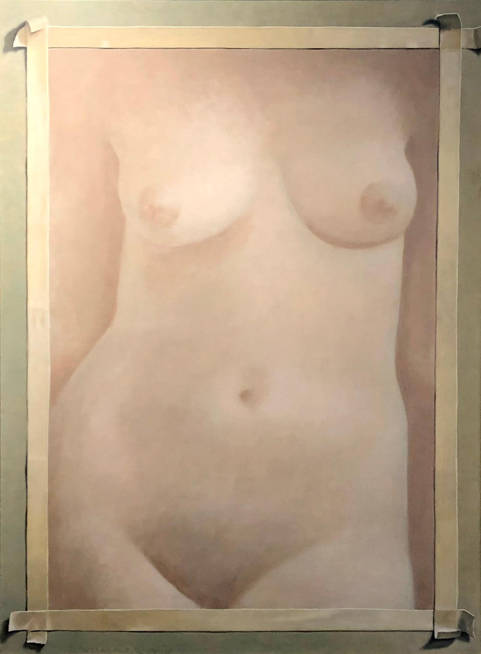 Catherine Koenig - Rare artiste américaine nue et féminine en trompe-l'œil rose pastel  en vente 1