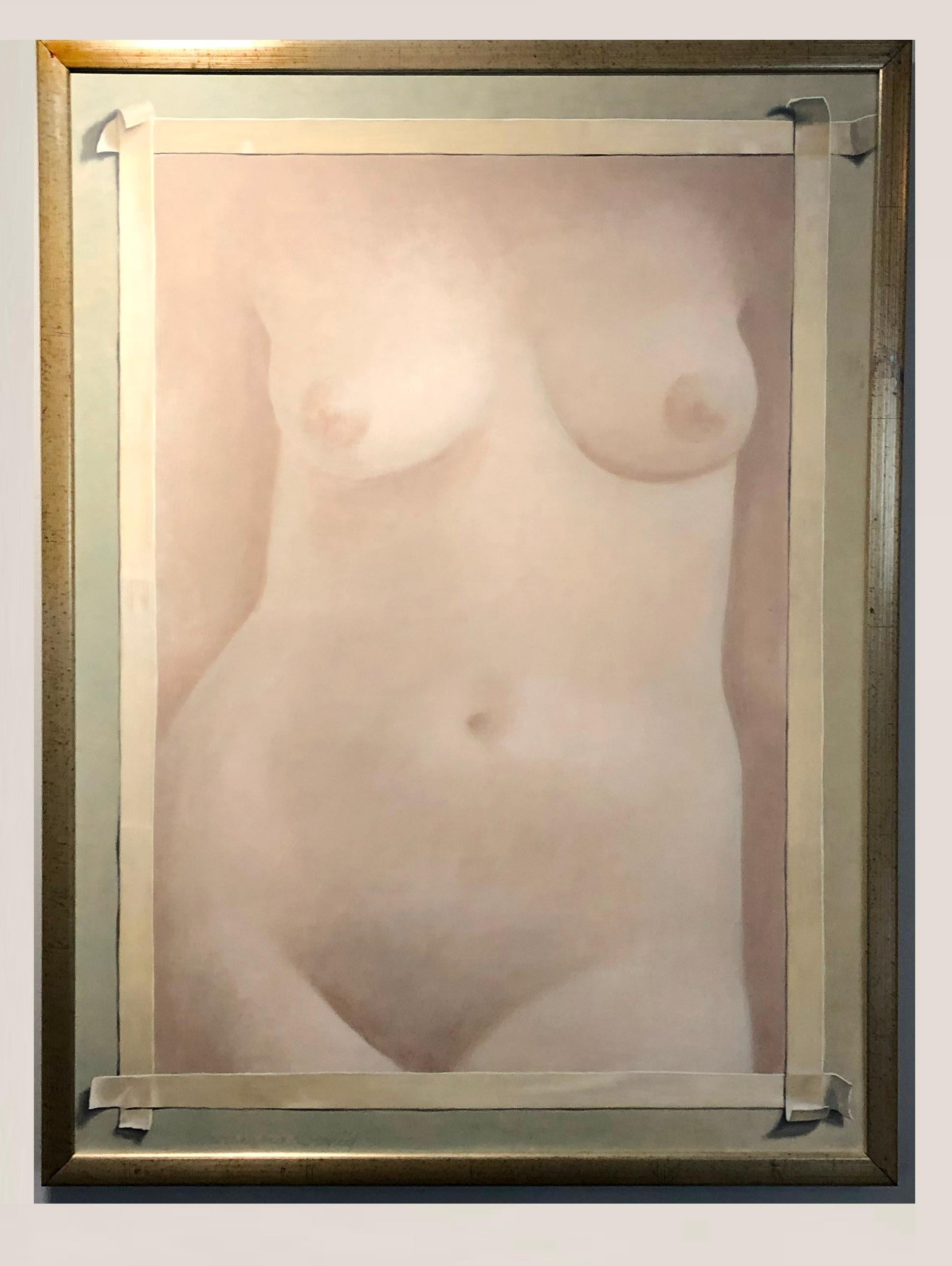 Catherine Koenig - Rare artiste américaine nue et féminine en trompe-l'œil rose pastel 