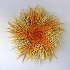 Specimen 10, Framed Yellow Orange Nature Inspired Thread Fiber Sculpture