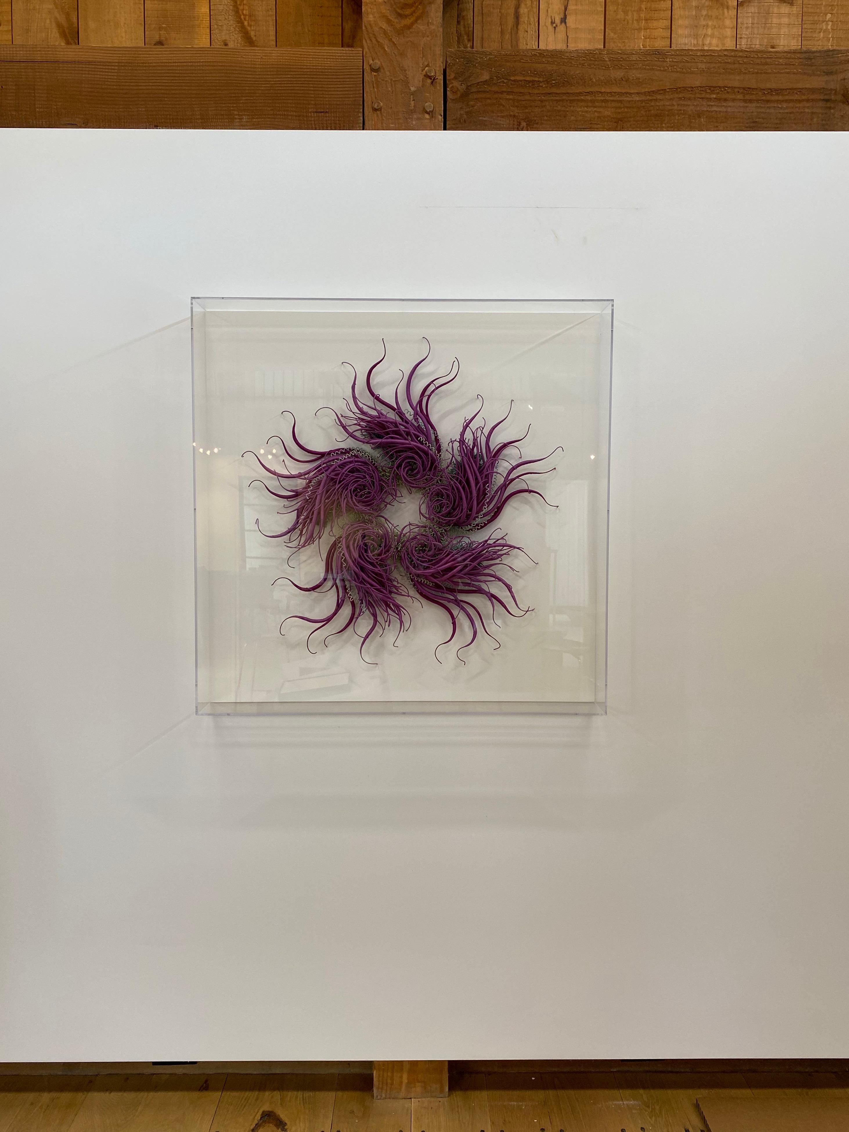 Specimen 21, Sculpture encadrée en fibre violette teintée à la main inspirée de la nature marine en vente 1
