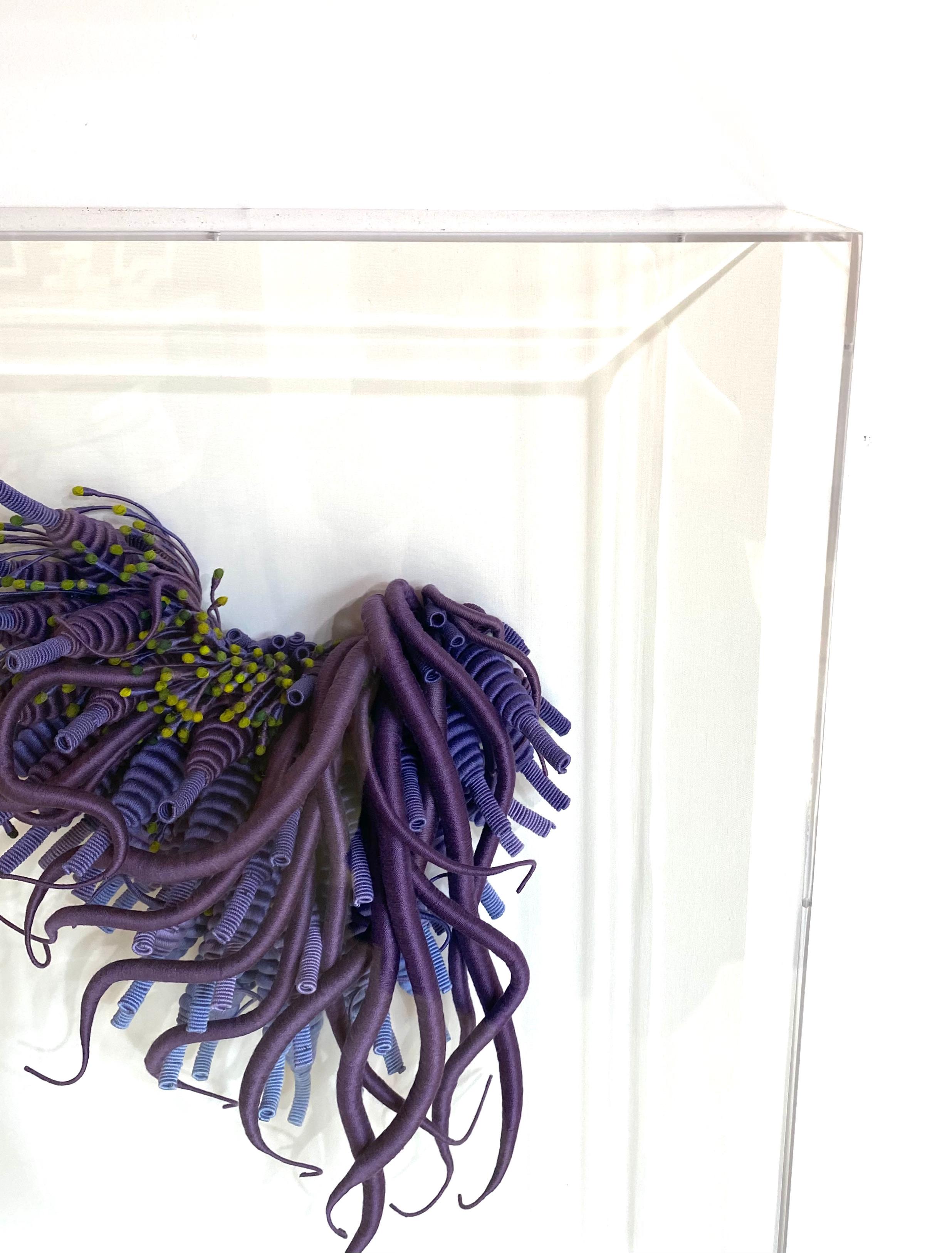 Espécimen 24 - Escultura de fibra azul púrpura teñida a mano Naturaleza marina enmarcada, 2020 en venta 2