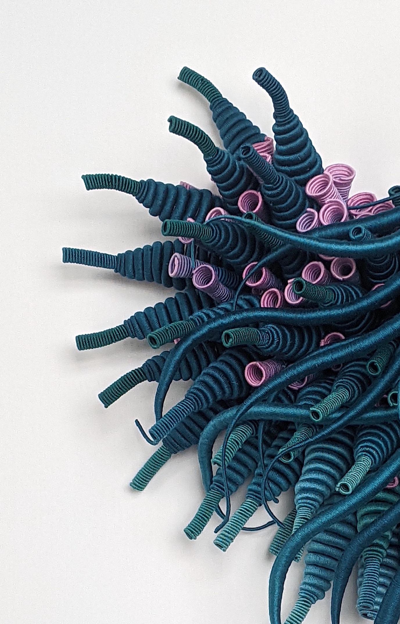 Specimen 25 - Framed Sea Nature Inspired Hand-dyed Teal Blue Fiber Sculpture For Sale 3