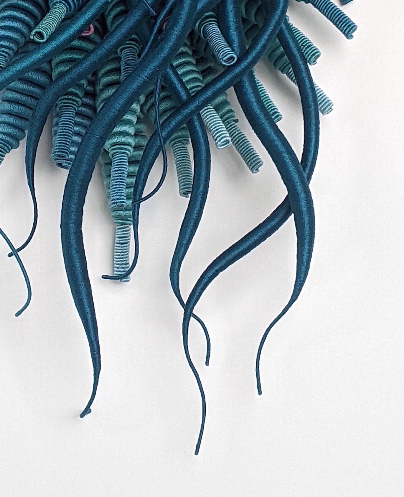 Specimen 25 - Framed Sea Nature Inspired Hand-dyed Teal Blue Fiber Sculpture For Sale 5