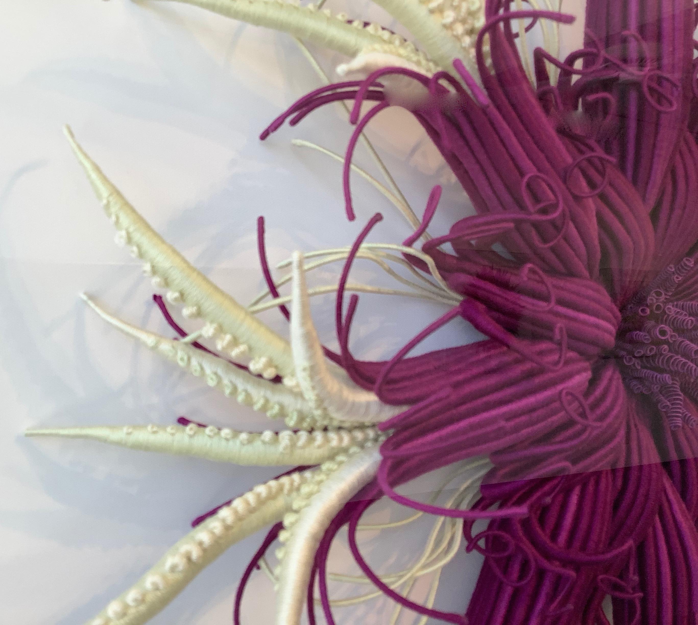 Specimen Sixteen, Framed Sea Nature Inspired Hand-dyed Fiber Sculpture, Purple For Sale 2