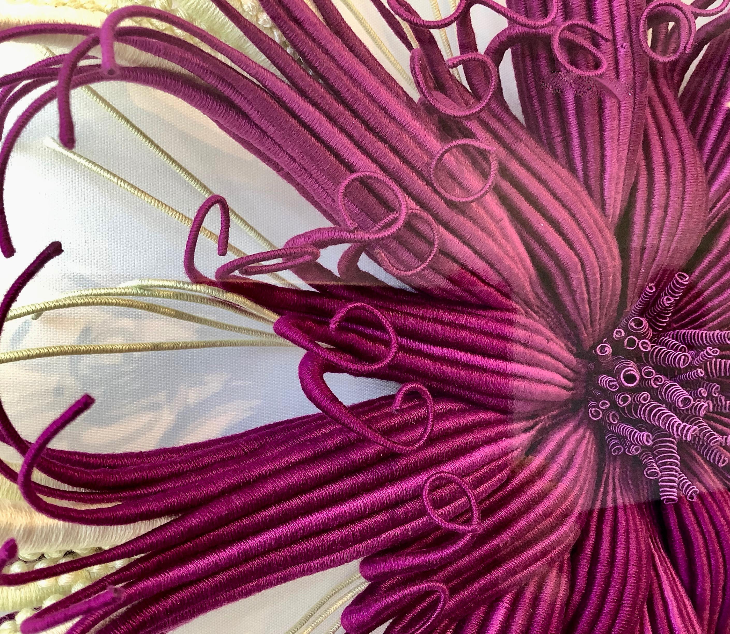 Specimen Sixteen, Framed Sea Nature Inspired Hand-dyed Fiber Sculpture, Purple For Sale 3