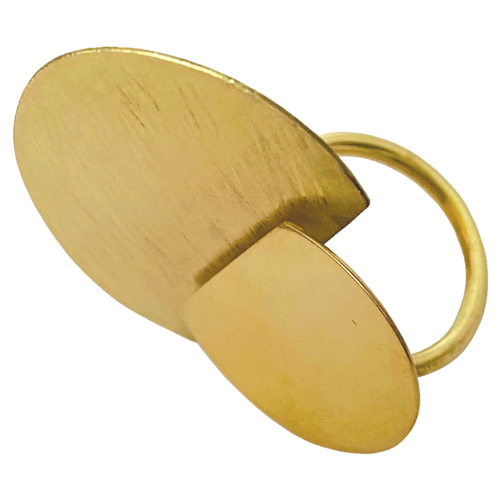 Catherine Le Gal’s One-of-a-kind Artisan 18 Karat Yellow Gold Half Moon Ring For Sale