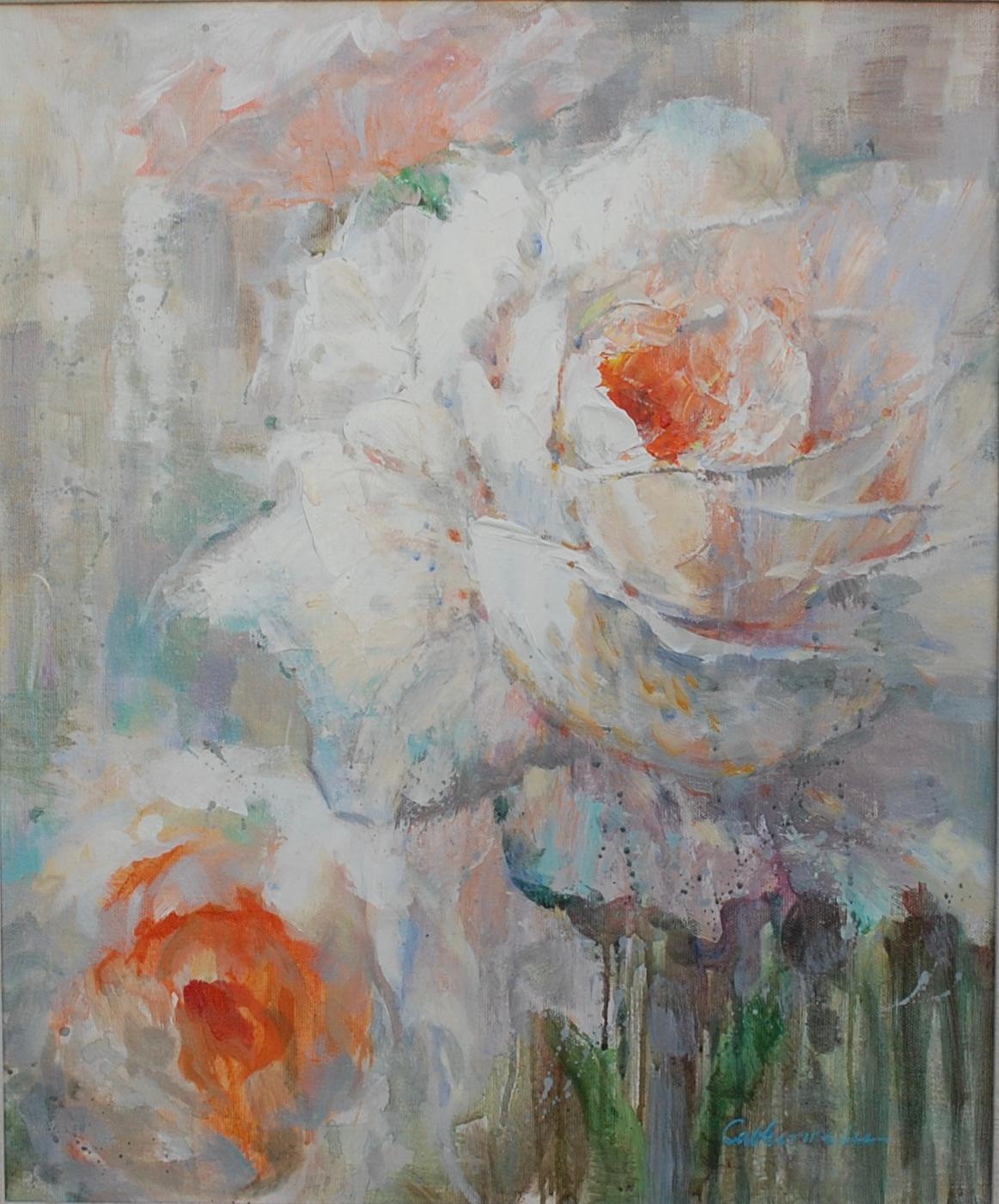 Rosas Blancas Óleo Sobre Lienzo - Painting de Catherine Lee