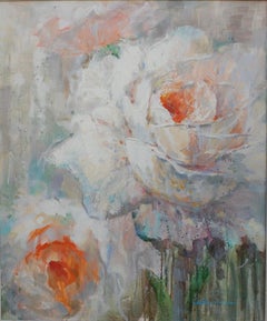 Roses blanches Huile sur toile