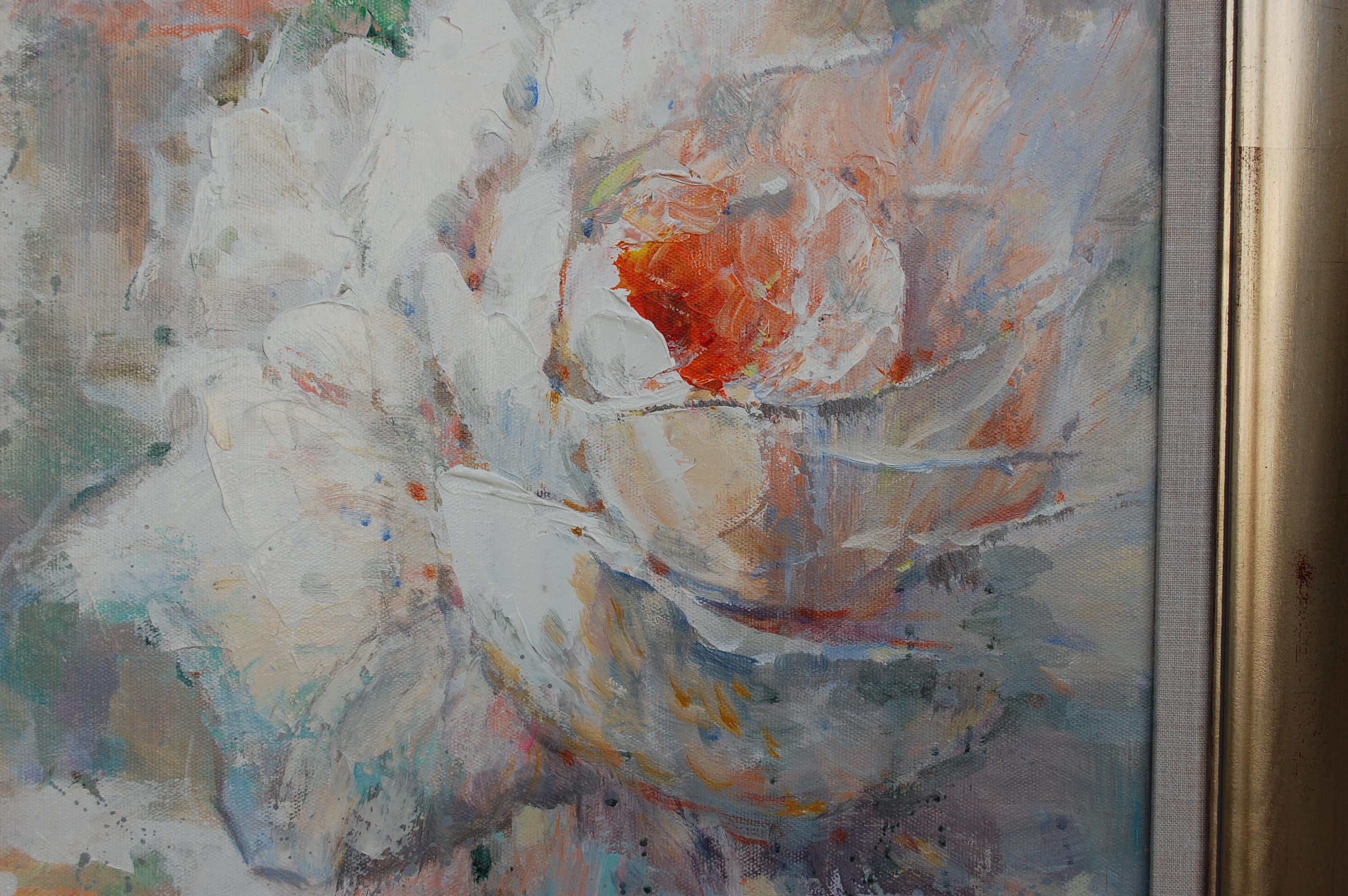 Rosas blancas
Precioso óleo contemporáneo sobre lienzo firmado por la artista Catherine Lee. 