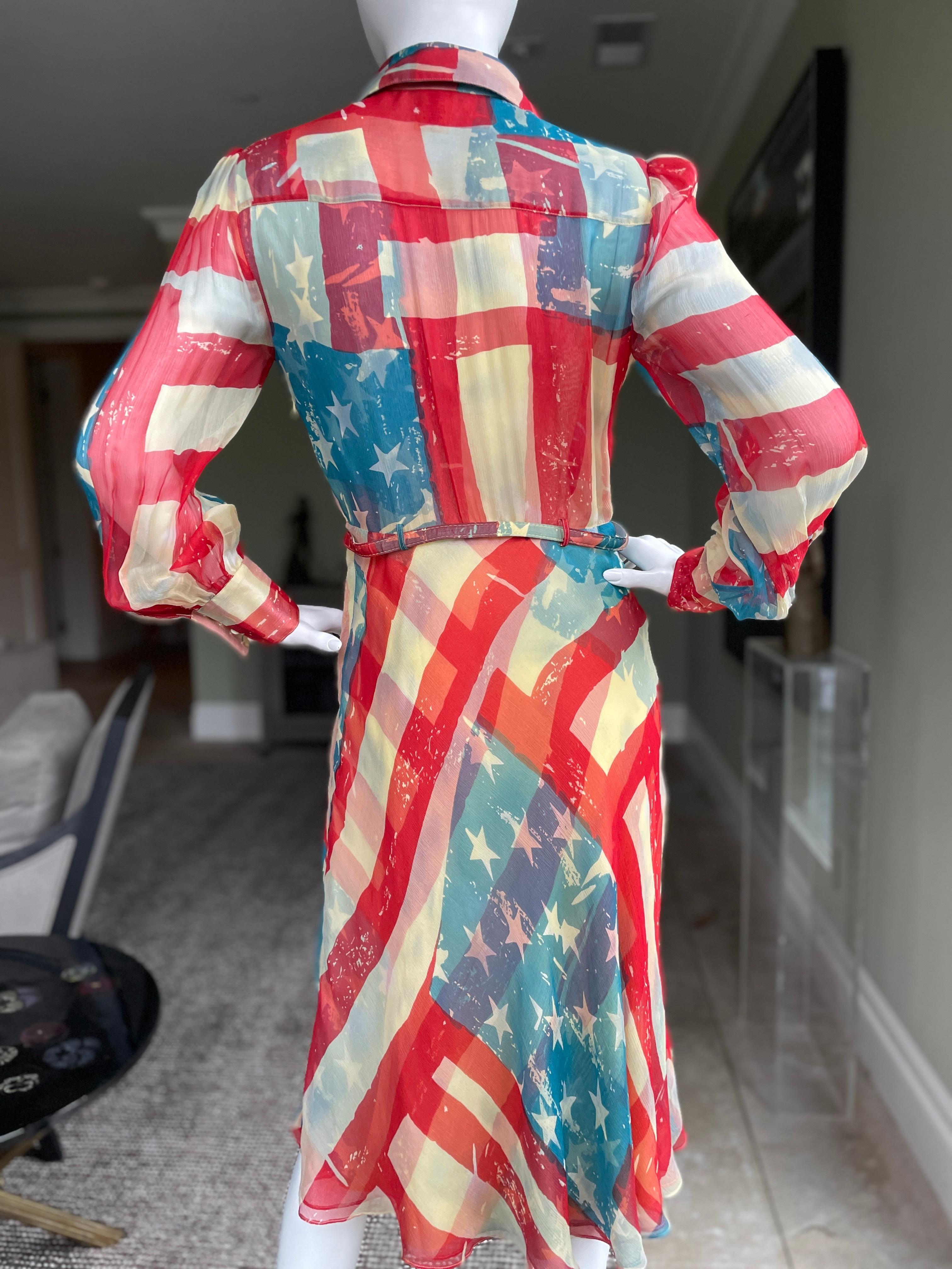 Catherine Malandrino - Iconique 2011  Robe de drapeau américain en soie avec ceinture Pour femmes en vente