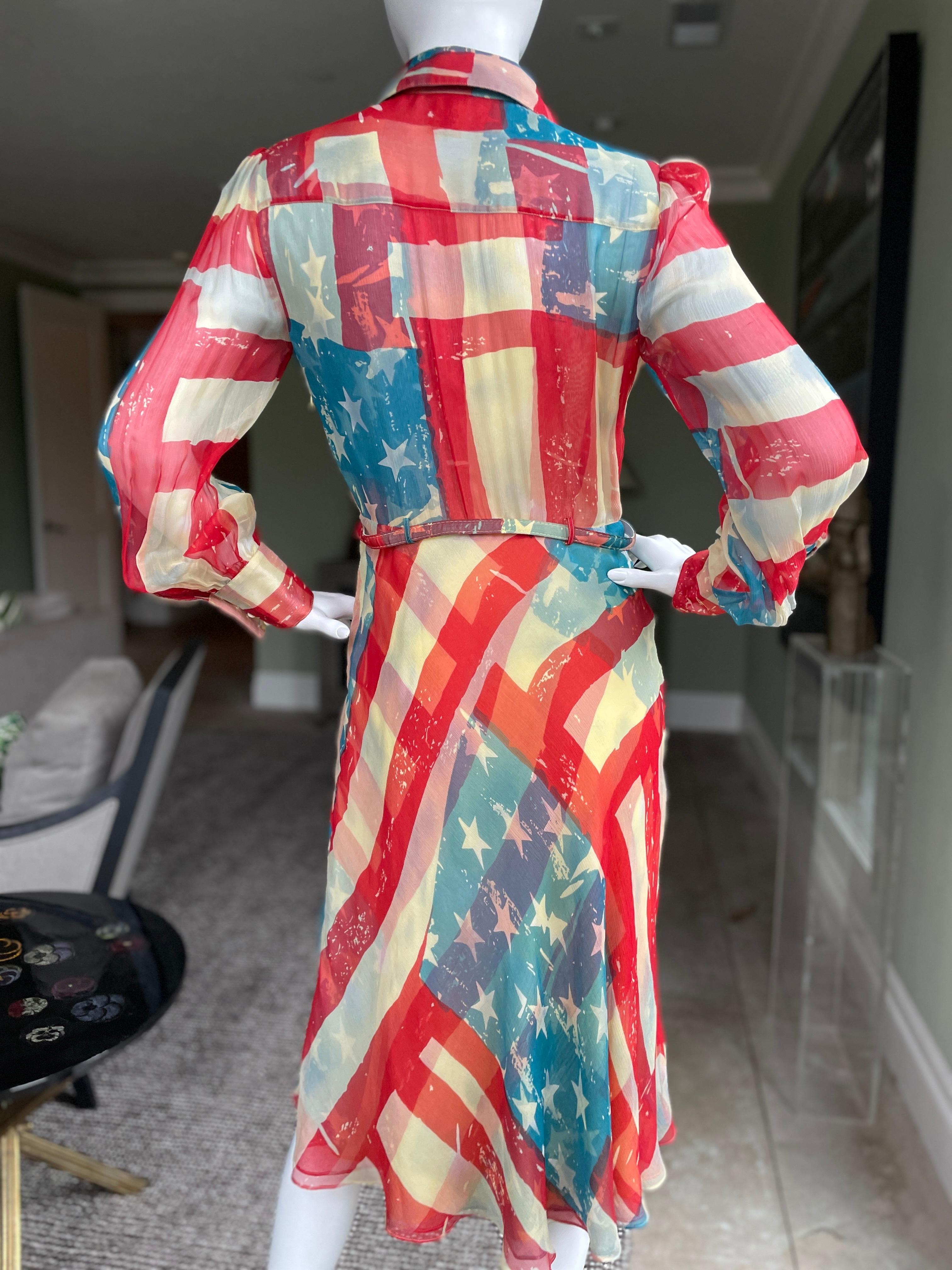 Catherine Malandrino - Iconique 2011  Robe de drapeau américain en soie avec ceinture en vente 1