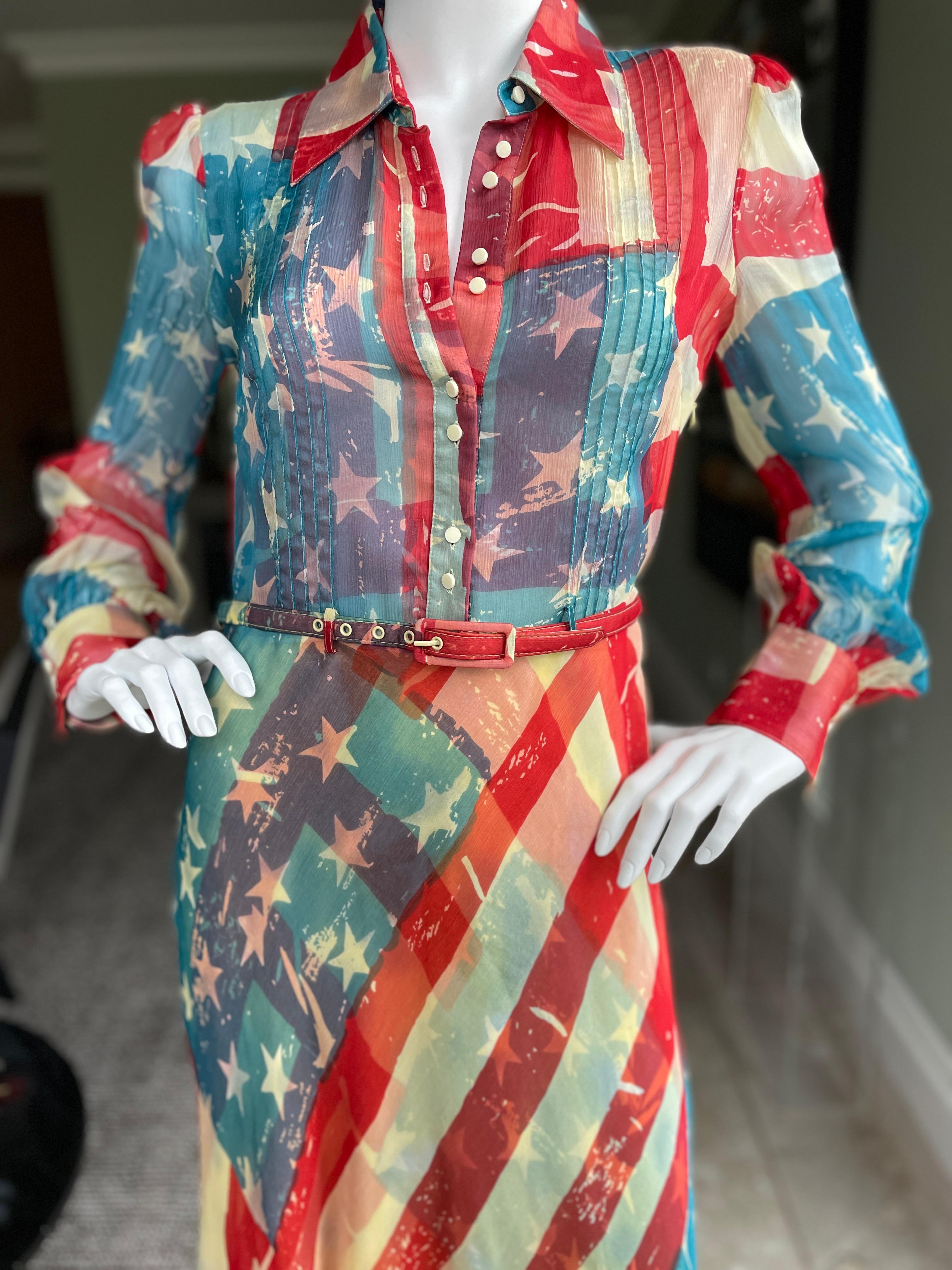 Catherine Malandrino - Iconique 2011  Robe de drapeau américain en soie avec ceinture en vente 3