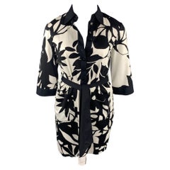CATHERINE MALANDRINO Size 12 Black & White Cotton Belted Shirt Dress