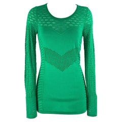 CATHERINE MALANDRINO Size S Green Viscose Blend Textured Pullover