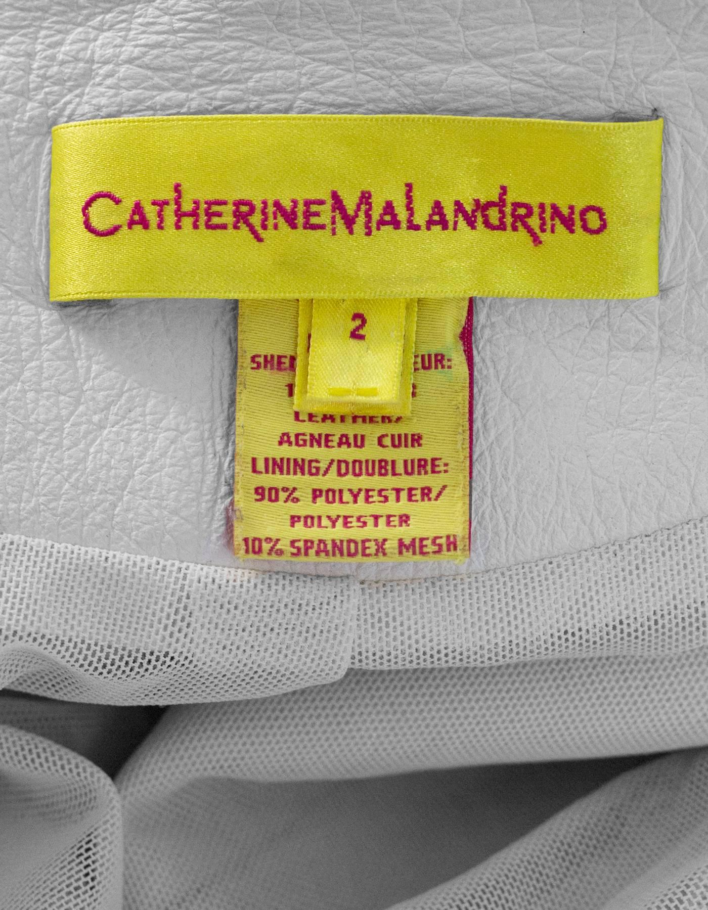 Catherine Malandrino White Leather Moto Jacket Sz 2 1