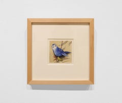 LONE BIRD #2 – Zeitgenössischer Realismus/Aquarell/Blauer Vogel