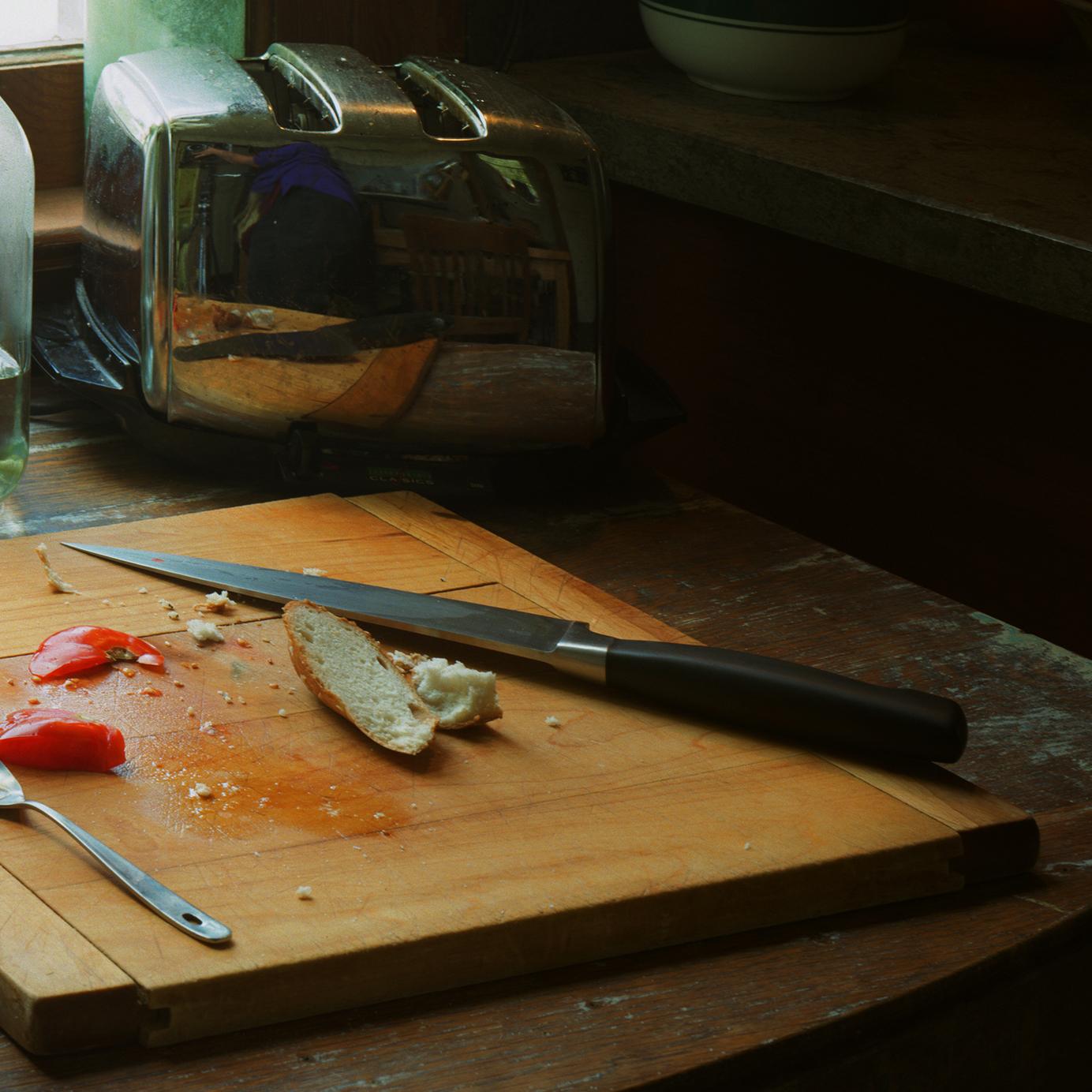 Edition of 5.
30 x 40 inches (image); 30.75 x 40.75 inches (framed)

'Still Life #1, San Francisco, California' is an intimate still life featuring everyday objects and ingredients common to kitchens across America. The soft light streaming in from