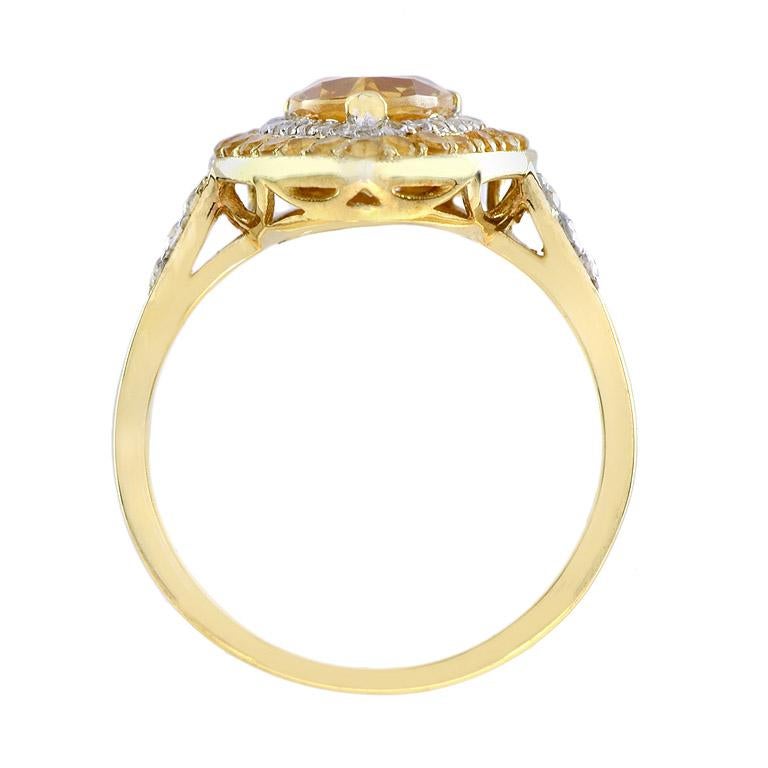 For Sale:  Catherine Pear Citrine with Diamond and Citrine Halo Ring in 18K Yellow Gold 10