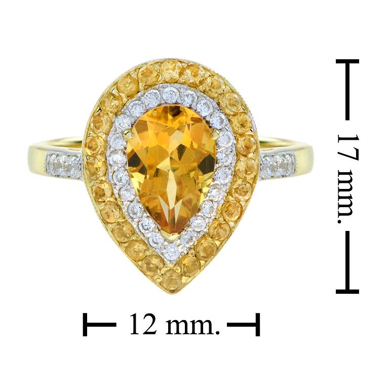 For Sale:  Catherine Pear Citrine with Diamond and Citrine Halo Ring in 18K Yellow Gold 11