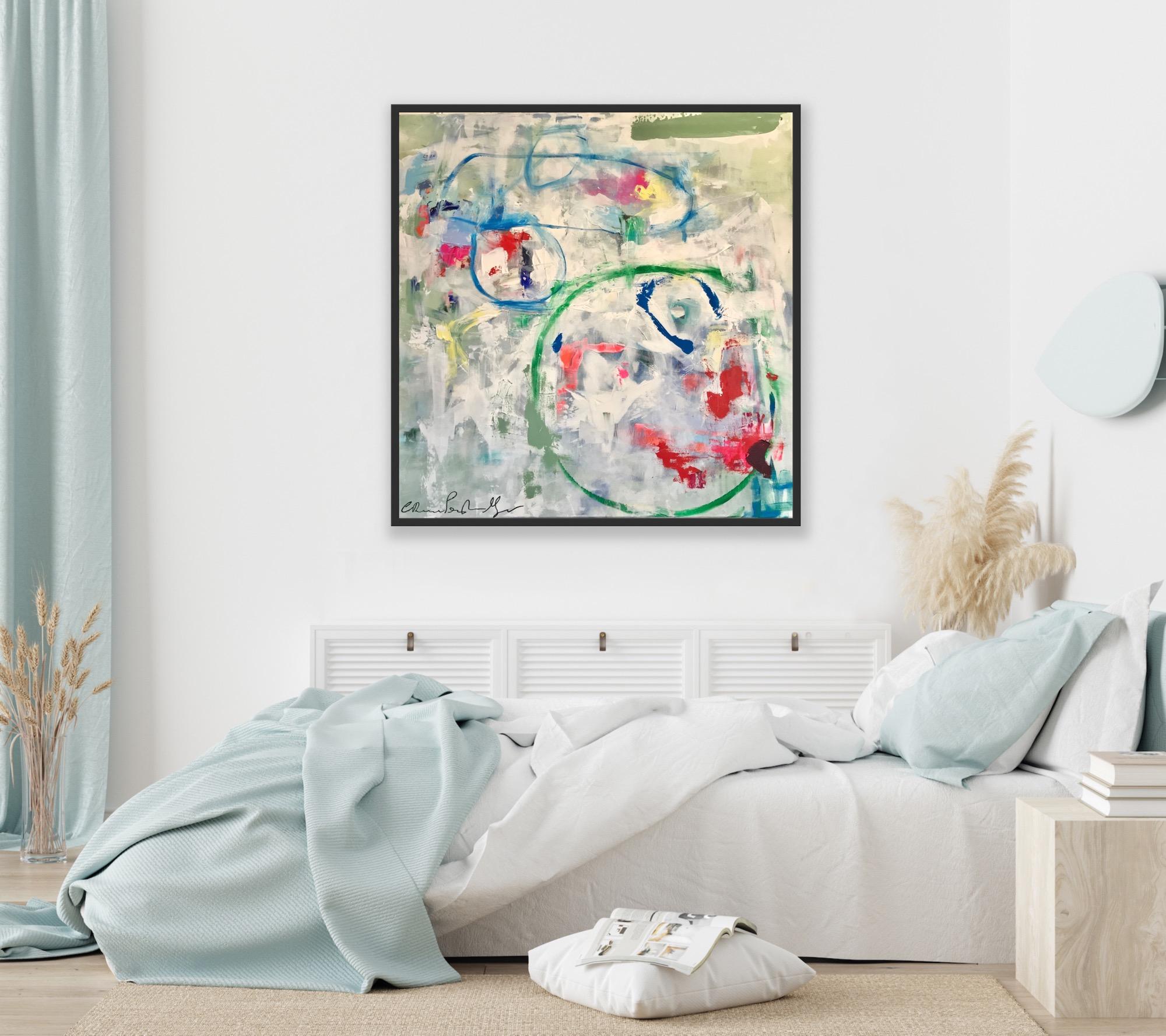 Conceptual, Pintura original, Arte abstracto, Pintura colorida, Por capas - Abstract Painting Gris de Catherine Pennington-Meyer