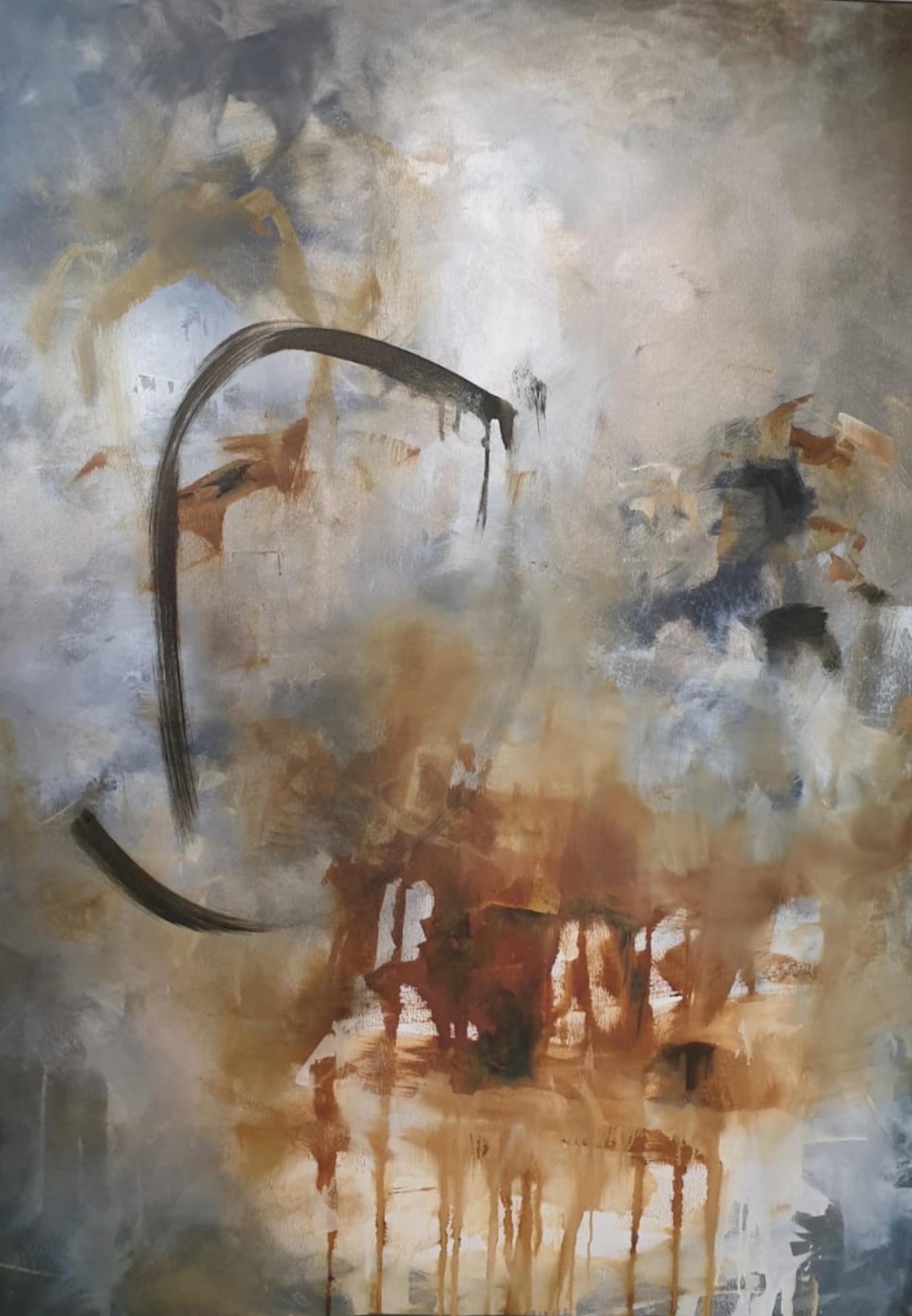 Untitled by Catheine Pennington-Meyer is an original painting. This moody contemporary artwork is almost stormy in nature, and adds dynamism and a modern, graphic edge to an interiors scheme.
Catherine Pennington-Meyer is available online and in our