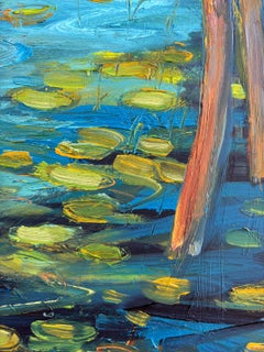 "L'ultima luce sullo stagno", Contemporaneo, Paesaggio, Acqua, Pittura a olio, 2024