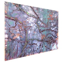 "Limbs", Contemporary, Trees, Branch, Purple, Blue, Green, Salmon, Oil Painting