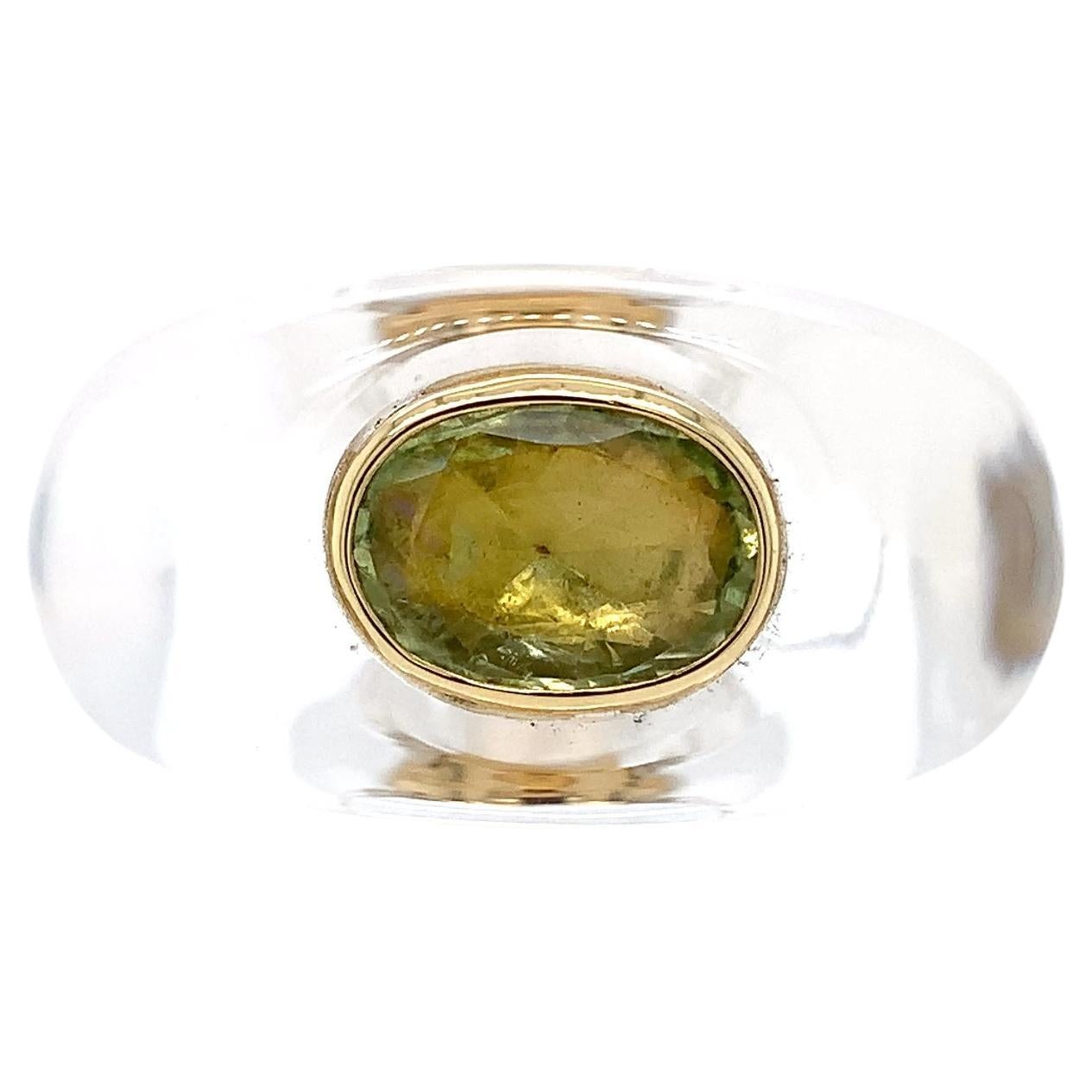 Catherine Prevost peridot art deco cocktail ring 18k yellow gold
